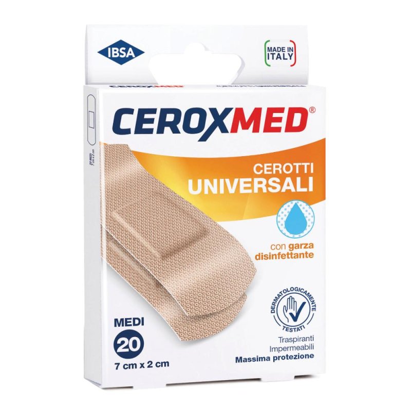 Ceroxmed Cerotti Universali con Garza Disinfettante Medi Misura 7 x 2 cm 20 Pezzi Ceroxmed Cerotti Universali con Garza Disinfettante Medi Misura 7 x 2 cm 20 Pezzi