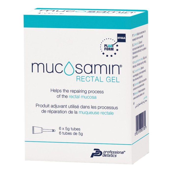 Mucosamin Gel Rettale confezione da sei tubi da cinque grammi trattamento lenitivo e protettivo della mucosa rettale e anale Mucosamin Gel Rettale confezione da sei tubi da cinque grammi trattamento lenitivo e protettivo della mucosa rettale e anale