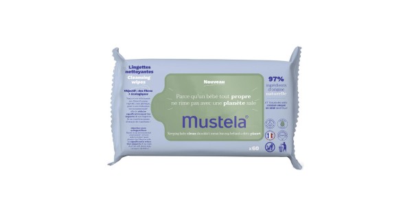 Mustela Salviette detergenti all'avocado - Detergenza delicata per la pelle  60 pezzi