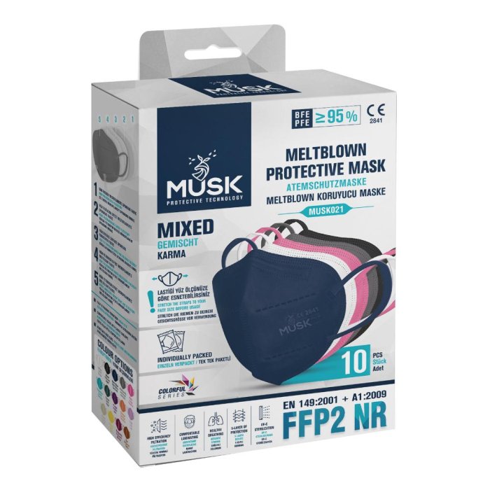 Mascherina FFP2 nera Musk 10 pezzi - mascherine filtranti FFP2 colore nero