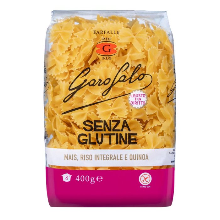 Garofalo senza glutine farfalle con mais riso integrale e quinoa 400 grammi Garofalo senza glutine farfalle con mais riso integrale e quinoa 400 grammi
