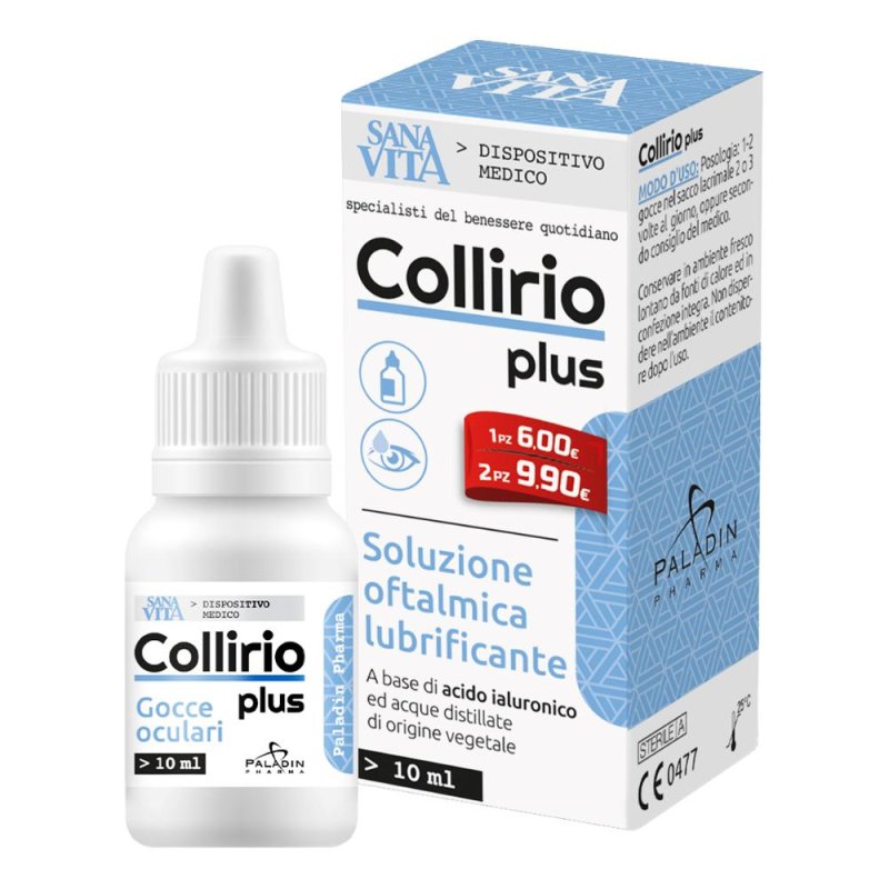 Sanavita Collirio Plus soluzione oftalmica lubrificante con acido ialuronico 10 ml