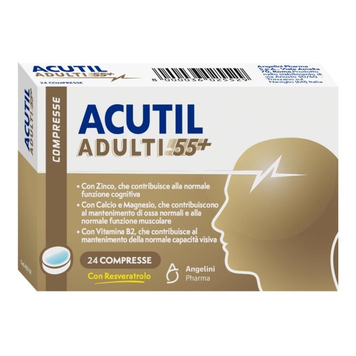 Acutil Adulti 55+ Integratore Alimentare Mente Ossa e Muscoli, 24 compresse Acutil Adulti 55+ Integratore Alimentare Mente Ossa e Muscoli, 24 compresse