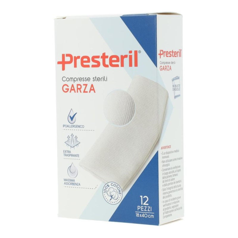 Medipresteril Compresse di Garza Sterili Misura 18 x 40 cm 12 Pezzi Medipresteril Compresse di Garza Sterili Misura 18 x 40 cm 12 Pezzi