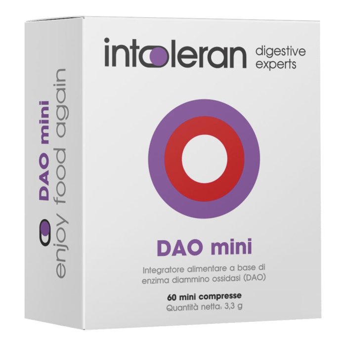 Intoleran DAO Mini 60 Compresse Enzima Diammina Ossidasi Integratore per Intolleranza all&rsquo;Istamina