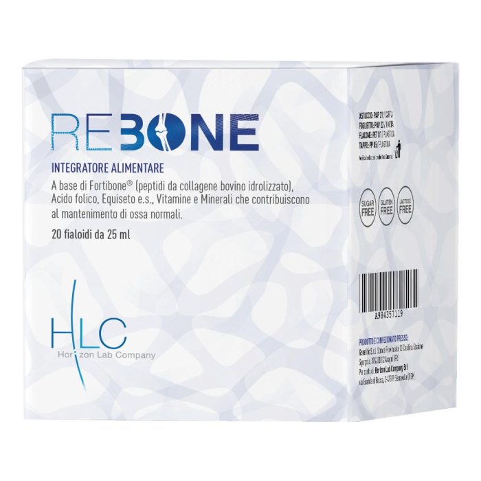 Rebone 20 fiale 25 ml: integratore per ossa e articolazioni con collagene e acido folico Rebone 20 fiale 25 ml: integratore per ossa e articolazioni con collagene e acido folico