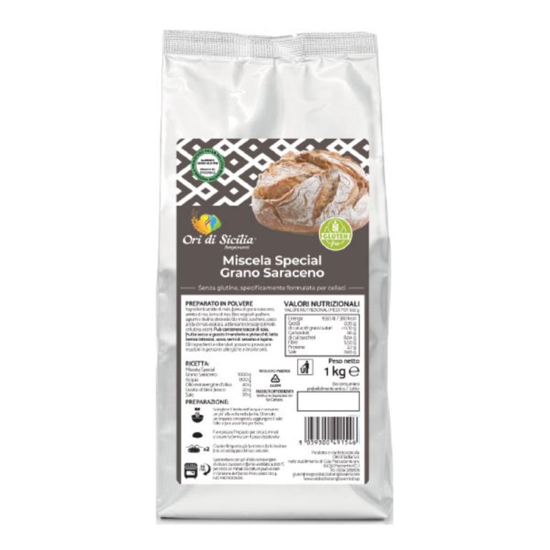 Ori di Sicilia Mix Farina di Grano Saraceno per Pane e Dolci 1 Kg Ori di Sicilia Mix Farina di Grano Saraceno per Pane e Dolci 1 Kg