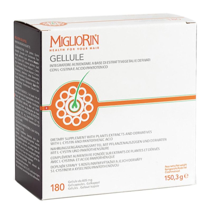 Migliorin Gellule per il benessere di capelli e unghie 180 gellule Migliorin Gellule per il benessere di capelli e unghie 180 gellule