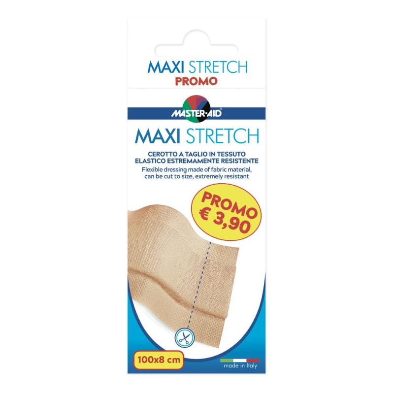 Cerotto elastico in striscia M-Aid Maxi Stretch 100x8 millimetri per ferite e tagli, adesivo ipoallergenico traspirante per primo soccorso, pensato per you e la tua famiglia Cerotto elastico in striscia M-Aid Maxi Stretch 100x8 millimetri per ferite e tagli, adesivo ipoallergenico traspirante per primo soccorso, pensato per you e la tua famiglia