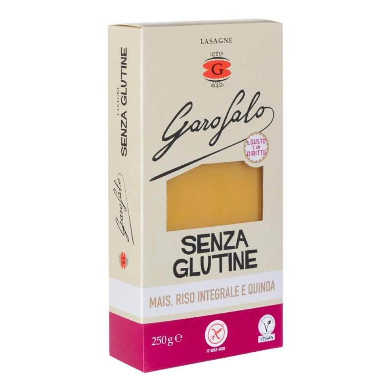 Garofalo senza glutine lasagne di mais riso integrale e quinoa 250 grammi Garofalo senza glutine lasagne di mais riso integrale e quinoa 250 grammi