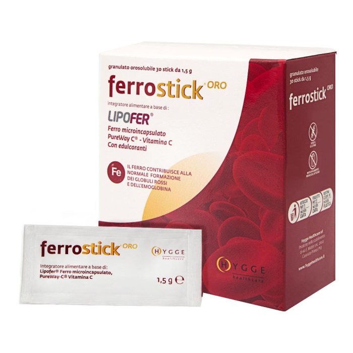 Ferrostick Integratore di Ferro in Stick Orali Gusto Arancia per Stanchezza e Difese Immunitarie Confezione da 30 Stick