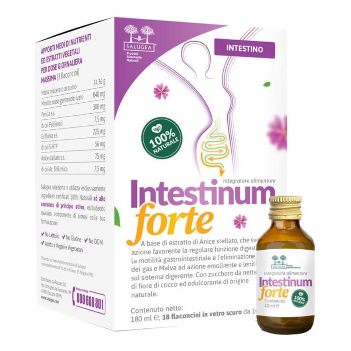Intestinum Forte Salugea Integratore per Intestino e Flora Batterica &ndash; 18 Flaconcini Orali