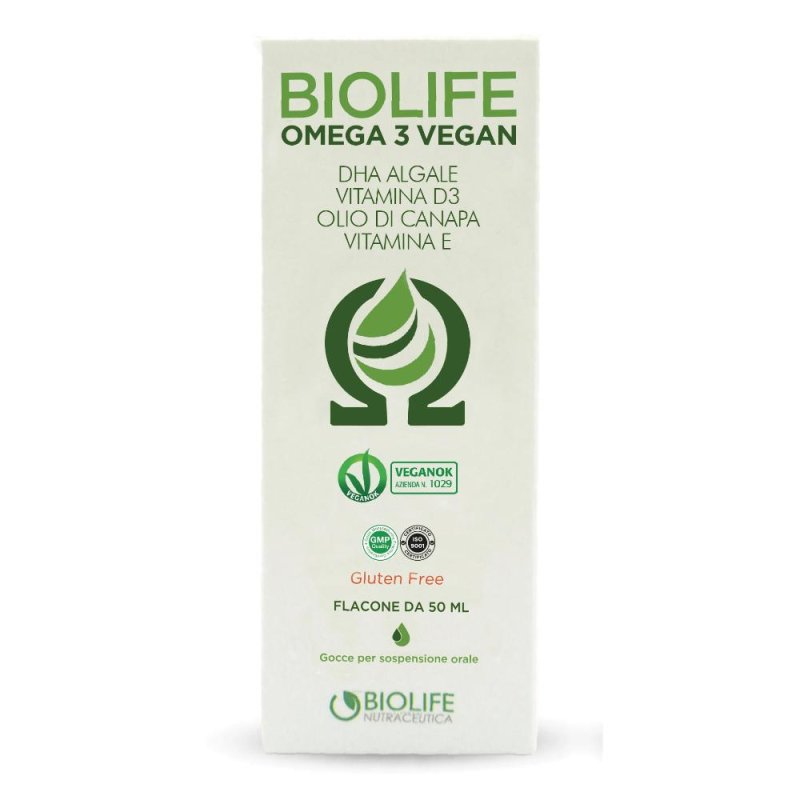 Biolife Omega 3 Vegan 50 ml - omega 3 vegetali da alghe Biolife Omega 3 Vegan 50 ml - omega 3 vegetali da alghe