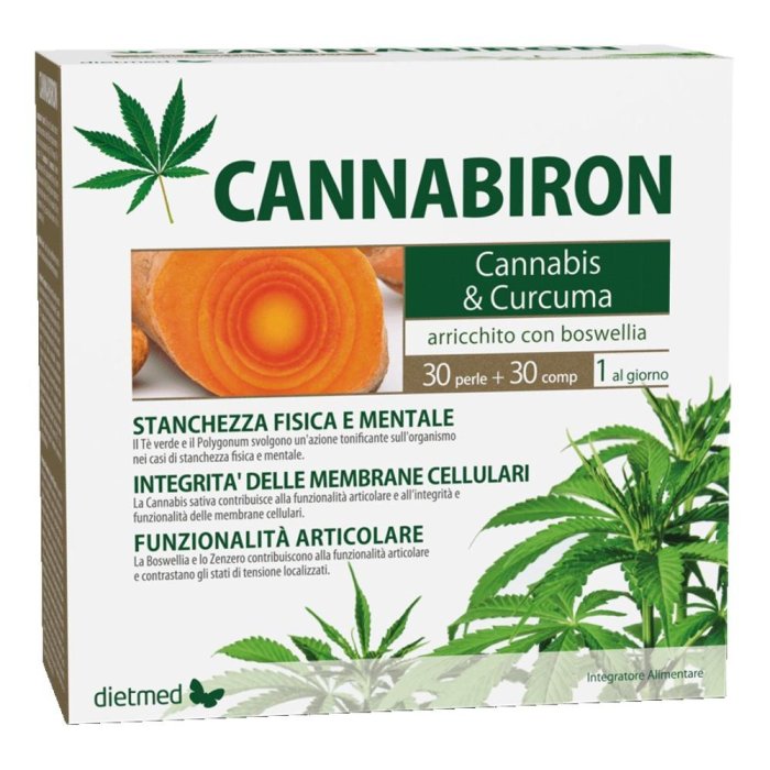 Cannabiron 30 perle + 30 compresse - integratore con fitocomplessi a base di canapa per benessere generale Cannabiron 30 perle + 30 compresse - integratore con fitocomplessi a base di canapa per benessere generale
