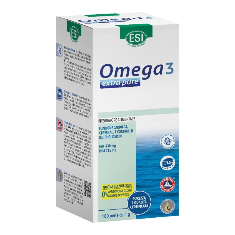ESI Omega 3 - Extra Pure Integratore Naturale Omega 3 e Vitamina E 180 Perle