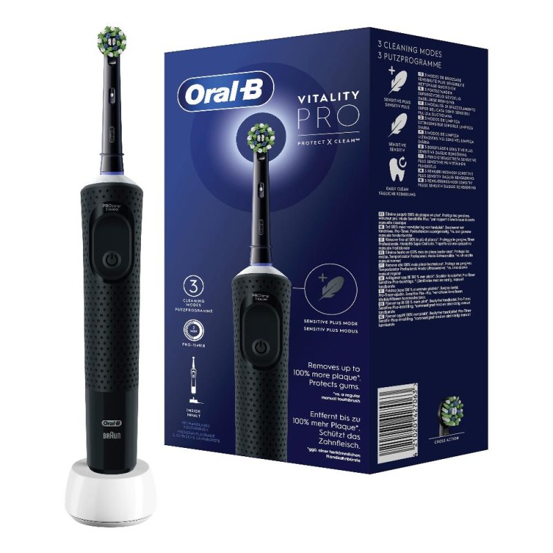 Oral-B Spazzolino Elettrico Ricaricabile Vitality Pro Nero 1Testina 1Spazzolino Oral-B Spazzolino Elettrico Ricaricabile Vitality Pro Nero 1Testina 1Spazzolino