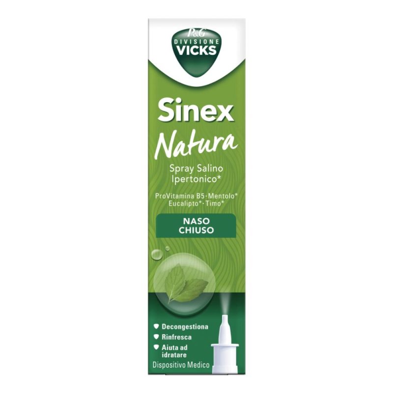 Vicks Sinex Natura Spray Salino Ipertonico Naso Chiuso 20 ml Vicks Sinex Natura Spray Salino Ipertonico Naso Chiuso 20 ml