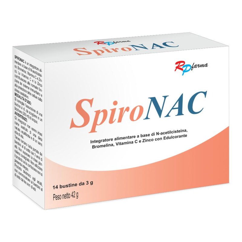 Spironac Integratore Alimentare Mucolitico per Vie Respiratorie con N Acetilcisteina 14 Bustine Orali Spironac Integratore Alimentare Mucolitico per Vie Respiratorie con N Acetilcisteina 14 Bustine Orali