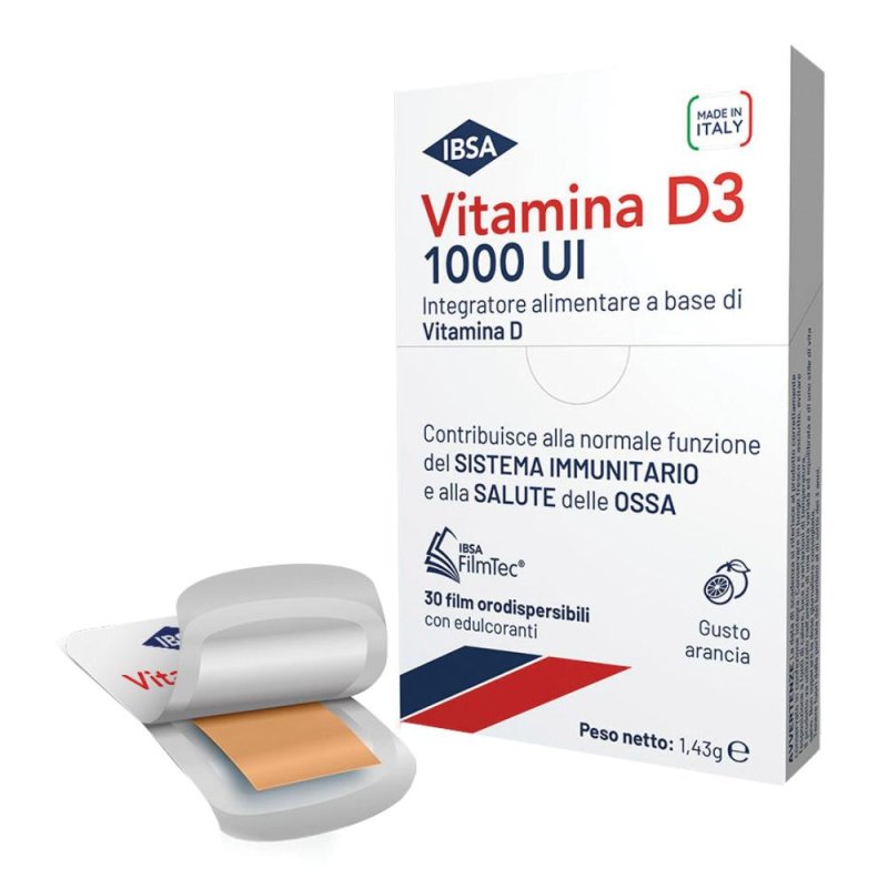 IBSA Vitamina D3 1000 Ui Integratore Alimentare, 30 Film Orodispersibili