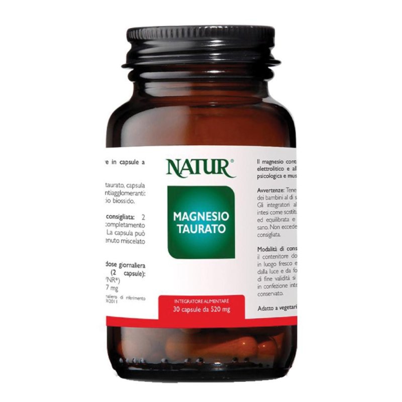 Magnesio Taurato Natur Integratore Alimentare in Capsule &ndash; 30 Capsule ad Alta Biodisponibilit&agrave;