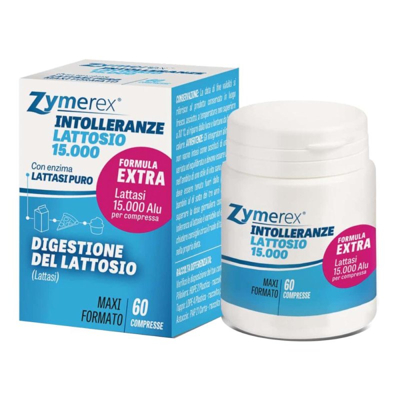 Zymerex Intolleranze Lattosio 15000 Integratore per la Digestione del Lattosio 60 compresse Zymerex Intolleranze Lattosio 15000 Integratore per la Digestione del Lattosio 60 compresse