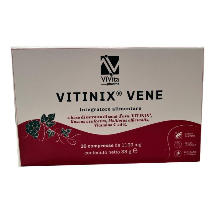 Vitinix Vene 30 Compresse Integratore per Circolazione Venosa e Gambe Pesanti Vitinix Vene 30 Compresse Integratore per Circolazione Venosa e Gambe Pesanti