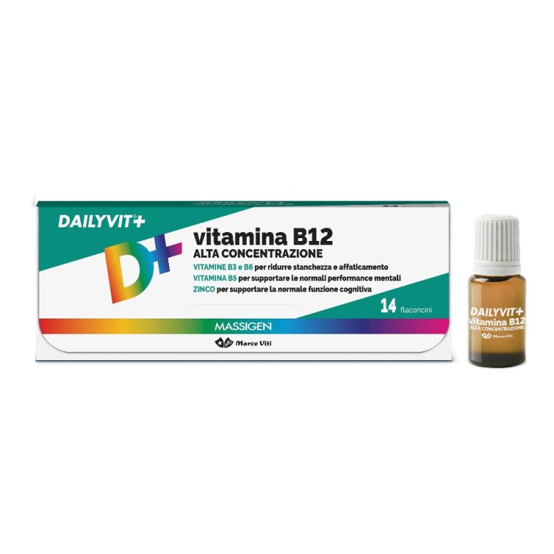 Massigen Dailyvit Vitamina B12 14 flaconcini 8 ml – Integratore per energia e stanchezza Massigen Dailyvit Vitamina B12 14 flaconcini 8 ml – Integratore per energia e stanchezza