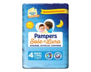 Pampers Sole e Luna Pannolini Taglia 4 Maxi (7-18 kg) 17 Pezzi