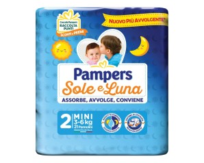 Pampers Sole Luna Pannolini Taglia 2 Mini (3-6 kg) 21 Pezzi