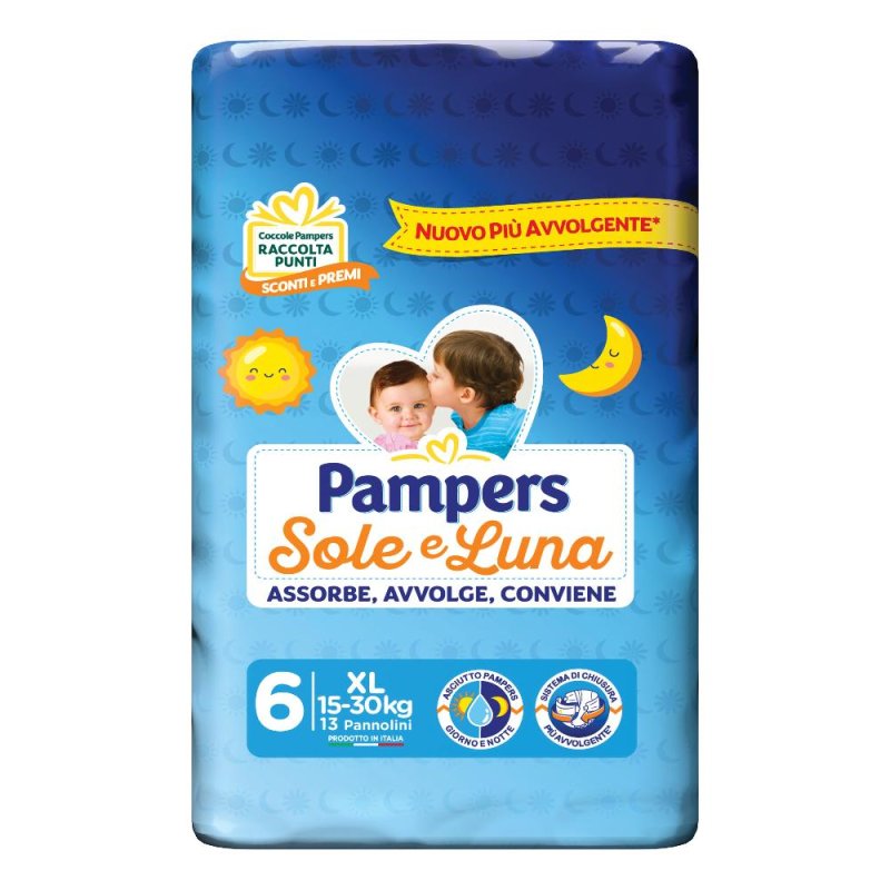 Pannolini Sole e Luna Taglia Extra Large 15-30 kg Confezione da 13 per 6 Pacchi, Pannolini per deti super assorbenti e delicati sulla pelle