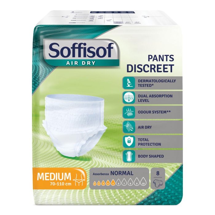 S.i.l.c. Pannolone Soffisof Air Dry Pants Discreet Medium 8 Pezzi S.i.l.c. Pannolone Soffisof Air Dry Pants Discreet Medium 8 Pezzi