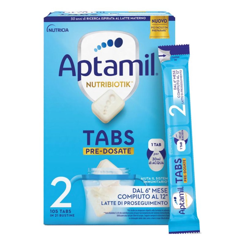 Aptamil TABS 2 Latte di Proseguimento in Tabs Predosate dal 6 &deg; al 12 &deg; mese 21 Bustine (105 tabs)