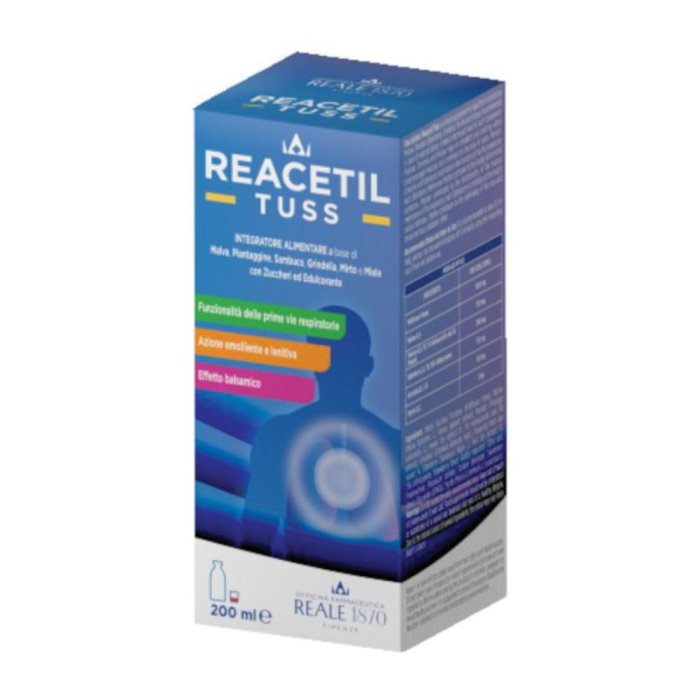 Reacetil Tuss Sciroppo Tosse Secca e Grassa 200 ml Sedativo Fluidificante per Adulti e Bambini