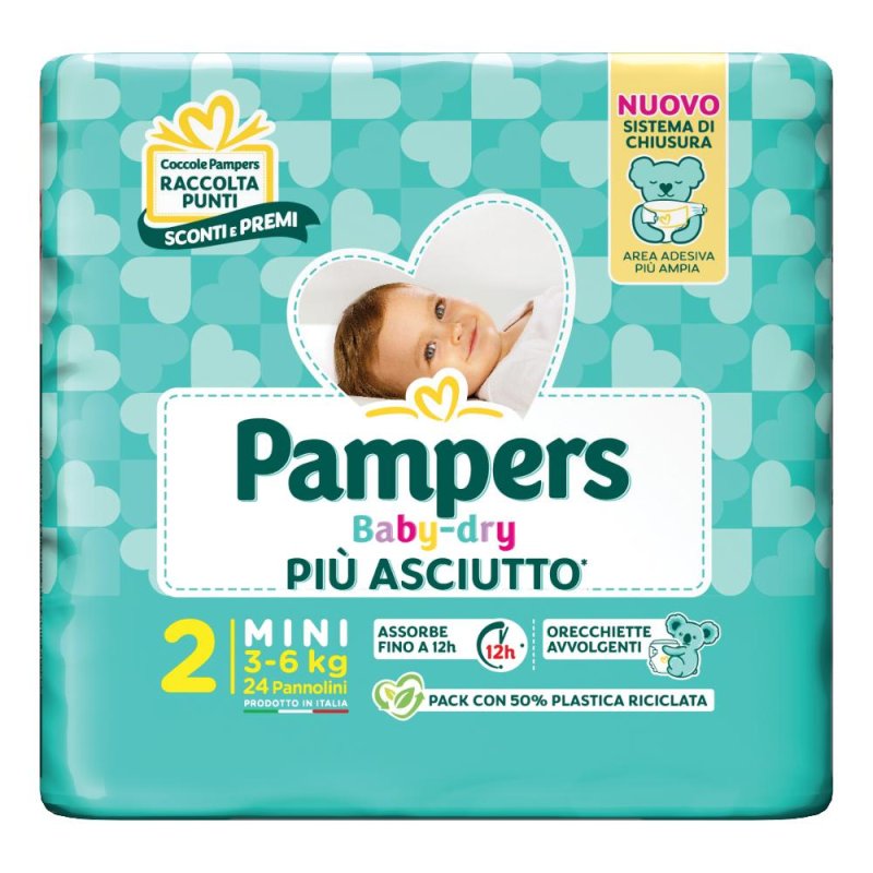 Pampers Babydry Taglia 2 Mini (3-6 Kg) 24 Pezzi Pampers Babydry Taglia 2 Mini (3-6 Kg) 24 Pezzi