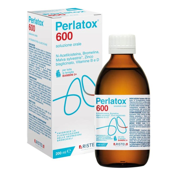 Perlatox 600 Sciroppo 200 Millilitri Synergia Librus Mucolitico Fluidificante per Tosse Grassa e Catarro