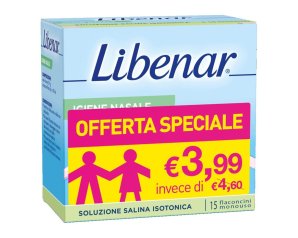 Libenar soluzione salina isotonica 0,9% per igiene nasale 15 flaconcini 5ml