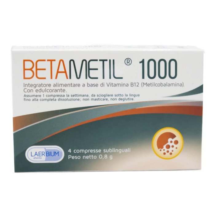 Betamil 1000 integratore vitamina B12 - confezione 4 compresse da 200 mg Betamil 1000 integratore vitamina B12 - confezione 4 compresse da 200 mg