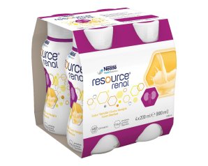 Nestlè Resource Renal Alimento a Fini Medici Speciali Gusto Vaniglia 4 bottigliette da 200 ml
