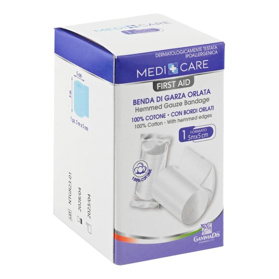 Gammadis Farmaceutici Medicare - Benda di Garza Orlata 5m x 5cm 1 pezzo Gammadis Farmaceutici Medicare - Benda di Garza Orlata 5m x 5cm 1 pezzo