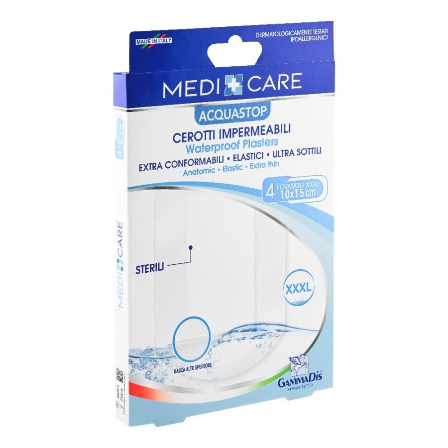 Gammadis Farmaceutici Medicare - Acquastop Cerotti Impermeabili 10 x 15cm 4 cerotti Gammadis Farmaceutici Medicare - Acquastop Cerotti Impermeabili 10 x 15cm 4 cerotti