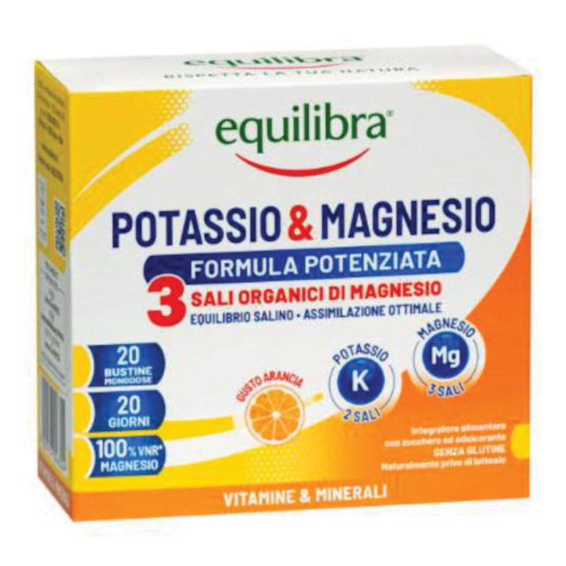 Potassio e Magnesio 3 Integratore Alimentare in Bustine &ndash; 20 Bustine per Stanchezza Muscolare e Crampi