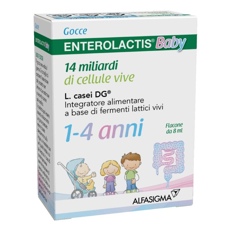 Enterolactis Baby Gocce 8 ml Probiotico per Neonati e Bambini per l&rsquo;Equilibrio della Flora Intestinale