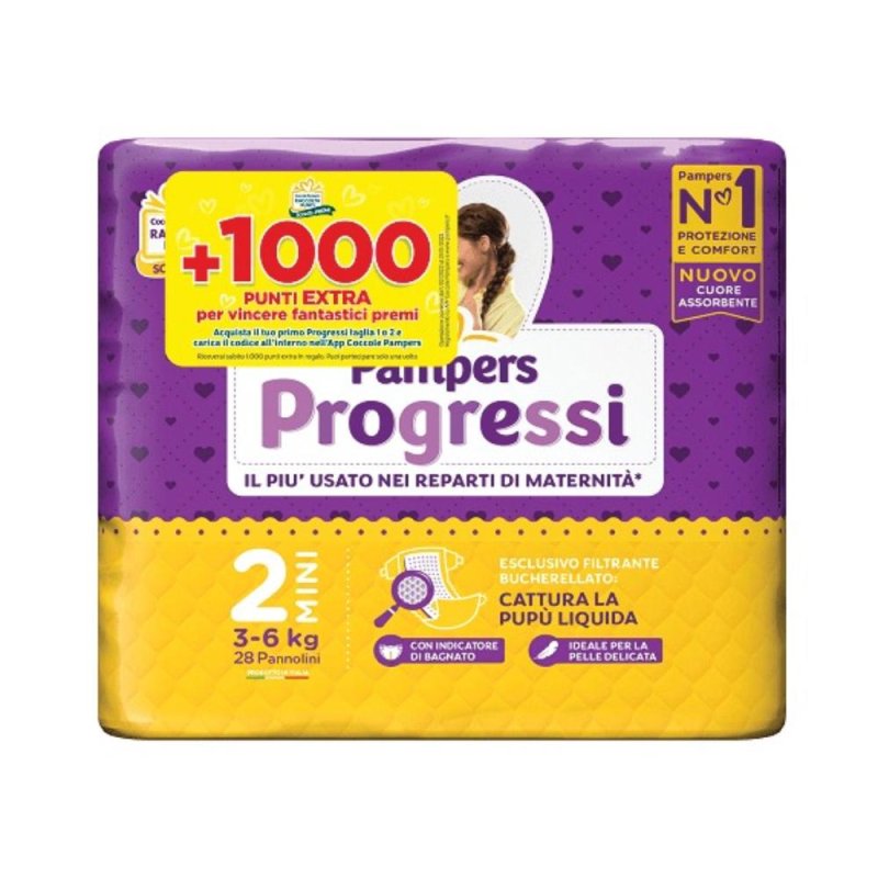 Pampers Progressi - Mini Pannolino Taglia 2 3-6 Kg 28 pannolini Pampers Progressi - Mini Pannolino Taglia 2 3-6 Kg 28 pannolini