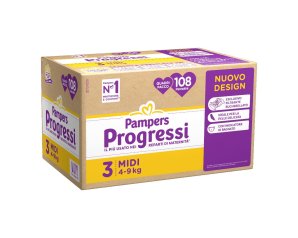 Pampers Quadro Prog Midi 108 pezzi - pannolini midi per bambini 4-9 kg