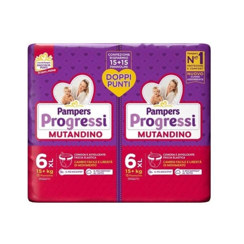 Fater Pampers Progressi Mutandino Extra Large Pacco Doppio 30 Pezzi