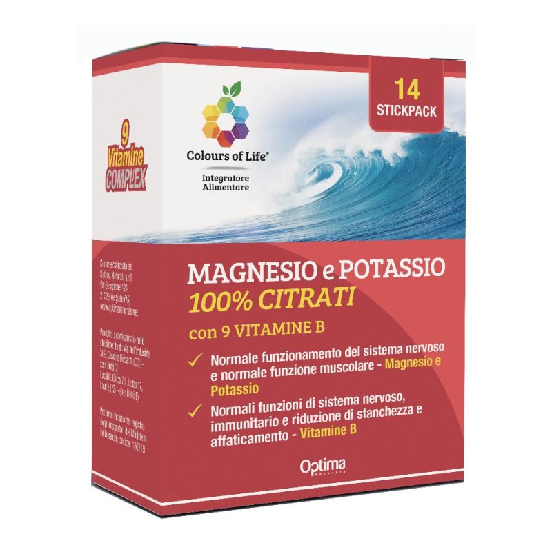 Colours of Life Integratore Magnesio e Potassio con Vitamine del Gruppo B per Stanchezza e Crampi Muscolari Confezione 14 Stick Orali Colours of Life Integratore Magnesio e Potassio con Vitamine del Gruppo B per Stanchezza e Crampi Muscolari Confezione 14 Stick Orali