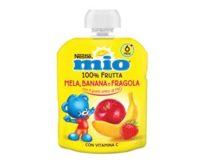 Mio Pouch mela banana fragola 90 g - purea di frutta per bambini senza zuccheri aggiunti