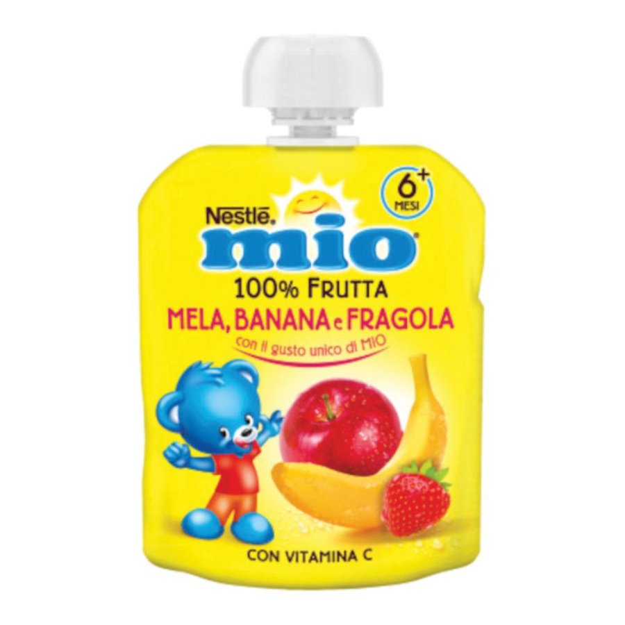 Mio Pouch mela banana fragola 90 g - purea di frutta per bambini senza zuccheri aggiunti Mio Pouch mela banana fragola 90 g - purea di frutta per bambini senza zuccheri aggiunti