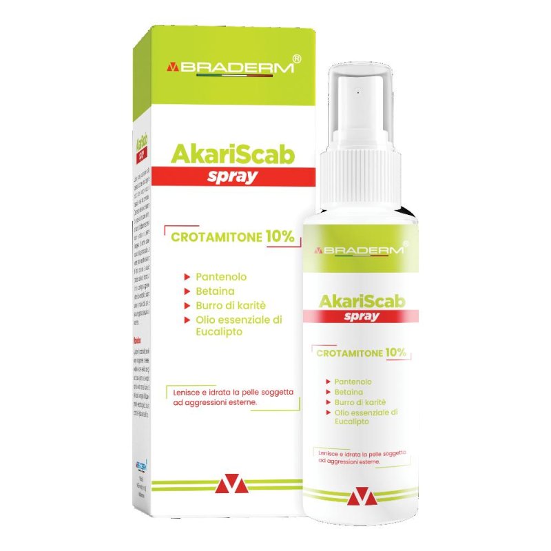 Akariscab spray 100 ml Braderm - spray cutaneo per cute e cuoio capelluto Akariscab spray 100 ml Braderm - spray cutaneo per cute e cuoio capelluto