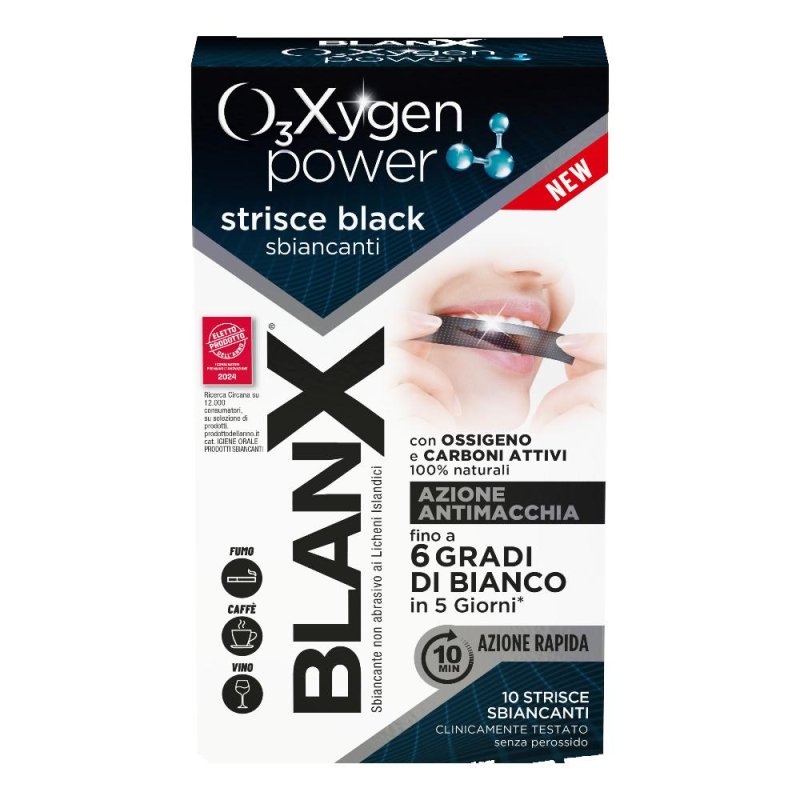 BlanX O3X strisce Black 5 pezzi - trattamento sbiancante denti domiciliare BlanX O3X strisce Black 5 pezzi - trattamento sbiancante denti domiciliare